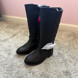 SO Girls Black Quilted Boots 12